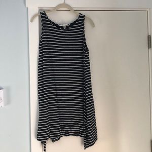 Navy and white stripe swing dress